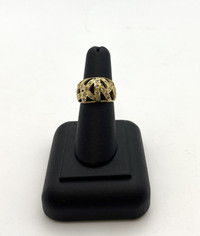 10K Yellow Gold W/ Cubic Stones Pattern Dome Ring $275