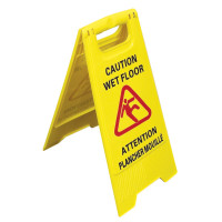 Bilingual Wet Floor Sign, Two-Sided Imprint -  Yellow