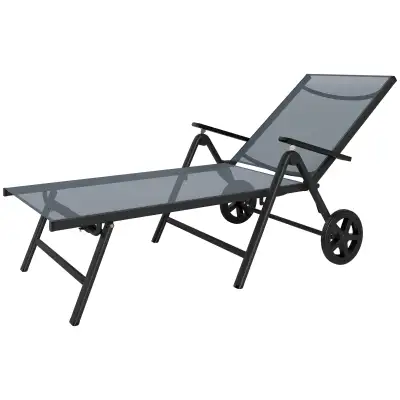 Outdoor Lounge Chair, 5-Level Adjustable Folding Chaise Chair wi, View more