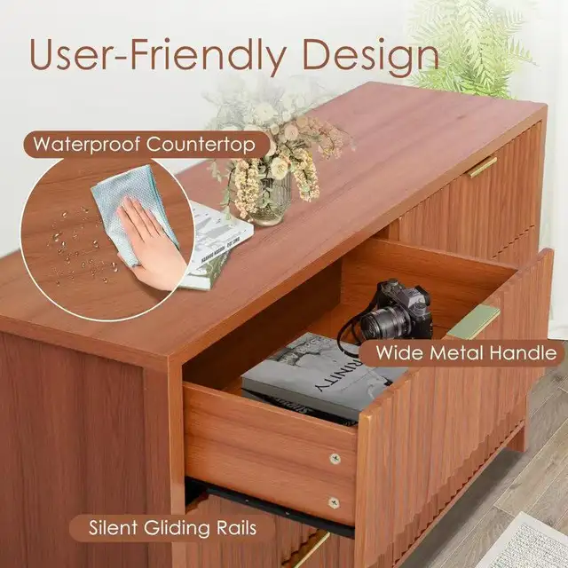 6-Drawer Fluted Front Dresser & Anti-Tip Safety Special $199 | Dressers ...