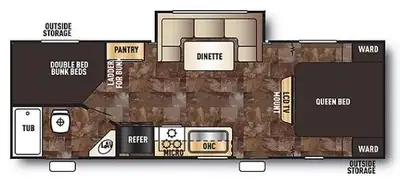 The Cherokee Grey Wolf 23DBH travel trailer offers a dinette slide and a rear set of bunks. As you e...