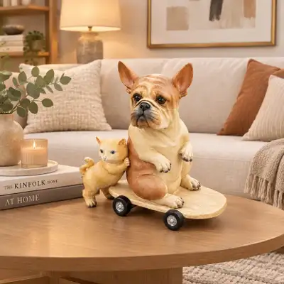 Brand New Resin French Bulldog Kitten on Skateboard $59, View more