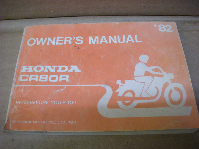 Used Honda owners manual for 1982 CR 80 R # 32gc400 in Other in Stratford