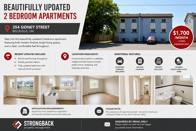 $1,700/month + hydro - Available today! Welcome home to this beautifully updated 2-bedroom apartment...