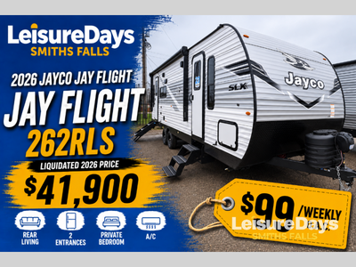 Jayco Jay Flight SLX travel trailer 262RLS highlights: Private Bedroom Jack-Knife Sofa Radius Shower...