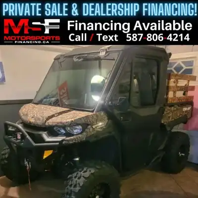 Welcome to Motorsports Financing - Kelowna! 2021 Can am Defender Engine: 850