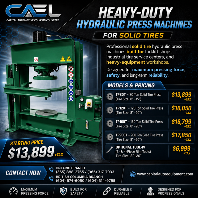 FINANCE– New CAEL Hydraulic Press Machines for Solid Tires in Other Parts & Accessories in Richmond - Image 2