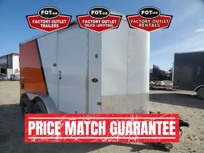 Rental 7x12ft Enclosed Cargo Trailer from Factory Outlet Trailers - Used Rental Unit For Sale - Rear...