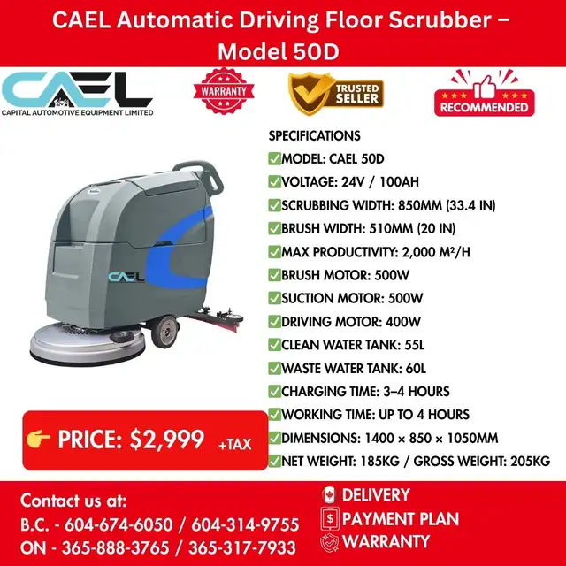 Finance! CAEL Automatic Driving Floor Scrubber Certified in Other Parts & Accessories in Yellowknife - Image 2