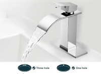 FORIOUS Bathroom Faucet, Waterfall Bathroom Faucet, Chrome Bathr