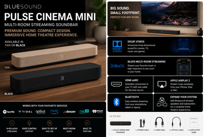 **Bluesound PULSE CINEMA MINI Multi-Room Streaming Soundbar, View more