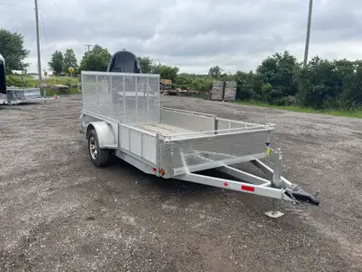 ACTION SERIES 80in. X 12' ALUMINUM UTILITY TRAILER WITH REAR MESHED STRAIGHT GATE + SIDE LOADING RAM...