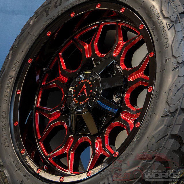 18x9 Armed INFANTRY! GLOSS BLACK with RED MILLING! $1190/SET in Tires & Rims in Calgary - Image 2