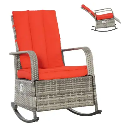 Outsunny Outdoor Wicker Rocking Chair with Cushion... ID# 14850, View more
