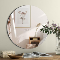 Arcus Home 30" Frameless Round Mirror, Wall Mounted Mirror