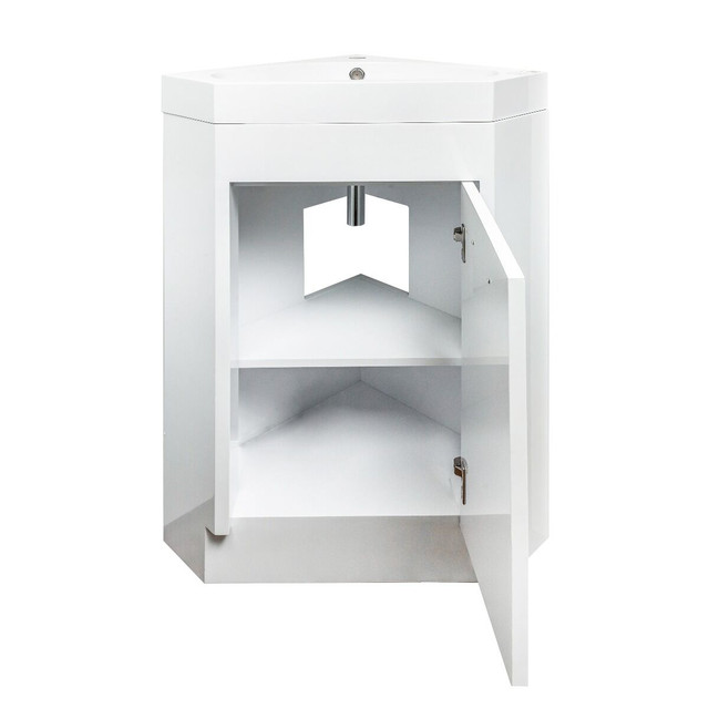 Meuble-Lavabo de Plancher 18po Blanc avec Comptoir de Acrylique dans Armoires et revêtements de comptoir  à Longueuil/Rive Sud - Image 3