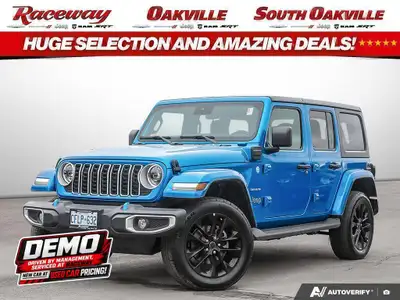 2024 JEEP WRANGLER SAHARA 4XE Hydro Blue Pearl Black Cloth Bucket Seats 2L Turbo Apple Carplay Googl...