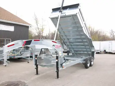 DOMPEUR GOOSENECK NEUVE GALVANISER K-TRAIL 82'' X16' 2 ESSIEUX 8000LBS. CYLINDRE CENTRALE LUMIERE LE...