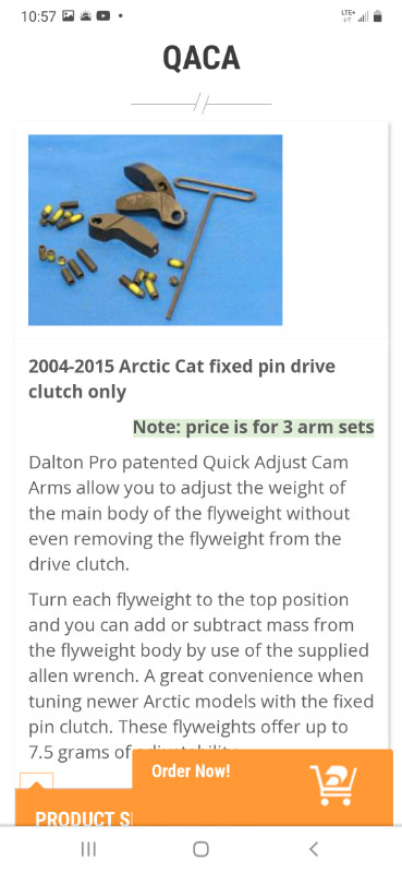 ARCTIC CAT  CLUTCH DALTON ADJUSTANLE FIXED PIN  WEIGHTS . in Snowmobiles Parts, Trailers & Accessories in Ottawa