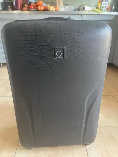 Tech Black Large Plastic Suitcase Rolling Luggage, View more