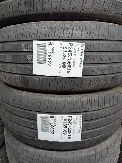 PAIR OF 2X P245/50R19 245/50/19 PIRELLI CINTURATO P7 ALL SEASON TAG# 16627 Used tires in excellent C...