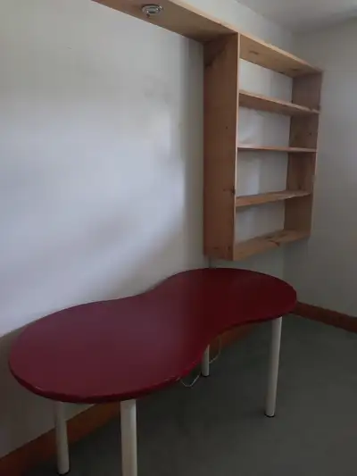 Desk - Heavy wood and Great work surface., View more