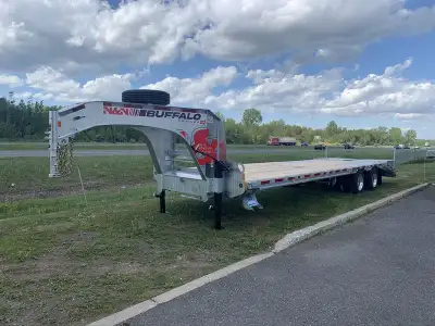 plate forme gooseneck 30 pieds 5 + 5 essieux 15 000 LBS freins hydraulique Deck over remorque à équi...