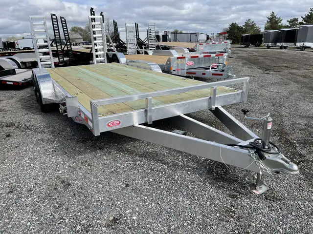 ALUMINUM 7X18 CAR HAULER W/ 5,200LB AXLES AND UPGRADED HEAVY DUT in Cargo & Utility Trailers in London - Image 4