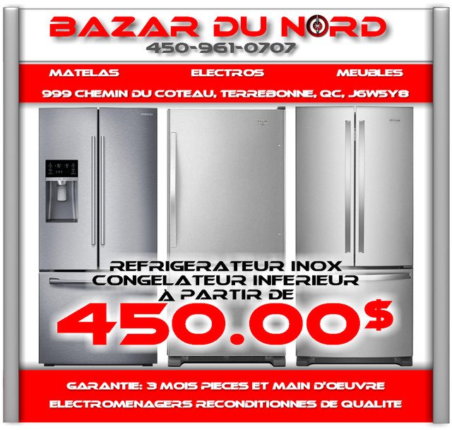 Refrigerateur Blanc Congelateur Inferieur a partir de 350.00$ dans Réfrigérateurs  à Laval/Rive Nord - Image 2