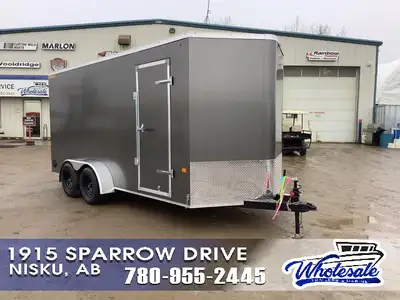7X16+2FT V-NOSE CARGO TRAILER FOR SALE IN NISKU, AB C7X16A23P - TANDEM 3500LBS AXLES 16FT LENGTH +2F...