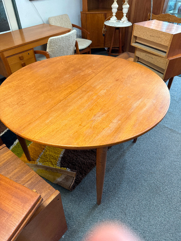 Mid century modern Round teak kitchen dining room table vintage in Dining Tables & Sets in Hamilton