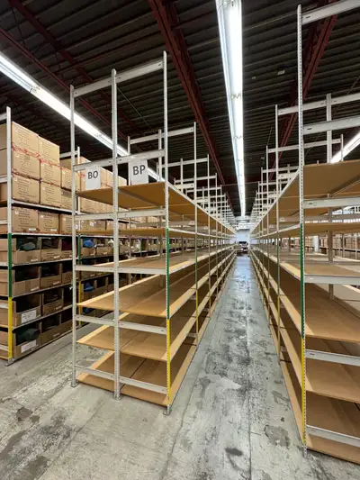 Used industrial shelving - 24" deep x 46" wide 6'/ 8'/ 12' tall, View more