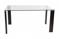 Modern Clear Glass top Dining Table on White or Black legs
