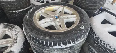 Set of 4 Michelin winter tires mounted on alloy rims. Approximately 60% tread remaining. Removed fro...