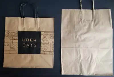 320 UBER EATS Large Kraft Brown Delivery Paper Bags Handles $125, View more