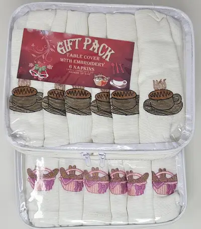 Brand New Cotton Embroidery Table cover & 6Napkins (4-6 seats), View more