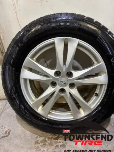 SET OF FOUR USED HERCULES AVALANCHE RT WINTER TIRES, CURRENTLY ON HYUNDAI ALLOY RIMS. 18X7 5-114.3 6...