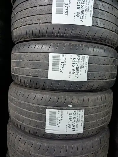 SET OF 4X P215/55R17 215/55/17 BRIDGESTONE ECOPIA EP422 PLUS ( ALL SEASON ) TAG # 17757 Used tires i...