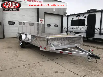 ACTION SERIES 80" X 14 ALL ALUMINUM UTILITY TRAILER WITH SOLID ALUMINUM SIDES AND TOP TIE DOWN RAIL...