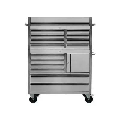 41-Inch Stainless Steel Tool Chest 14 Drawer Combo (Top & Bottom) Finish: Anti-Fingerprint 430 Stain...