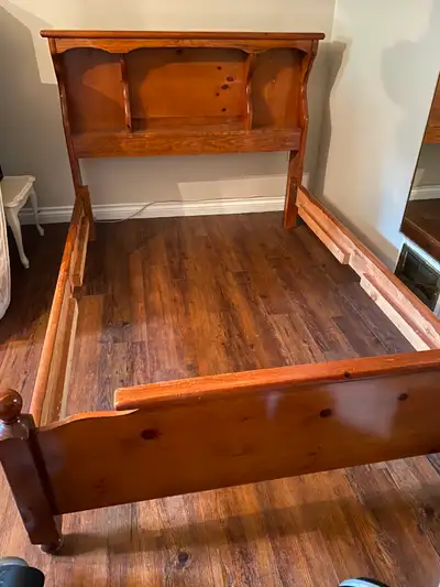 SOLID PINE QUEEN BED FRAME WITH BOOKCASE HEADBOARD ✨, View more