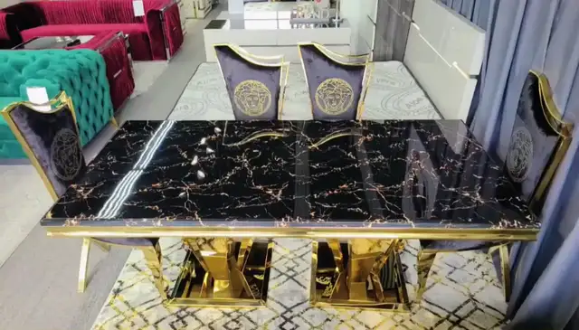 7 Piece Modern Luxury Marble Dining Table Set