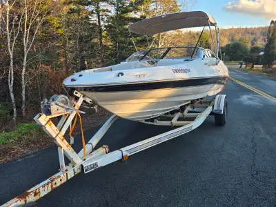 Serviced and well maintained. by Volvo. Nice boat. 19.5 feet, No time to enjoy. New fish finder etc....