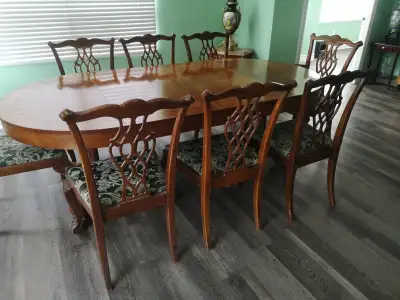 Set of 10 with 2 arm chairs and 8 side chairs. (could only fit 8 for the photo). Made by Drexel in t...