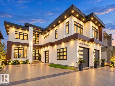 Contemporary & modern WALKOUT CUSTOM MANSION in prestigious Westpointe backing onto green space with...