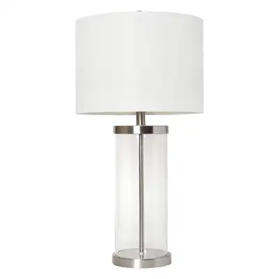 WE DELIVER - Elegant Designs Enclosed Glass Table Lamp, Brushed, View more