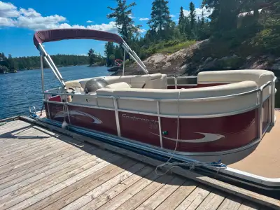 2011 CYPRESS CAY SEABREEZE 210 21FT PONTOON BOAT 2011 60HP MERCURY 4 STROKE MOTOR BIMINI TOP POP UP...