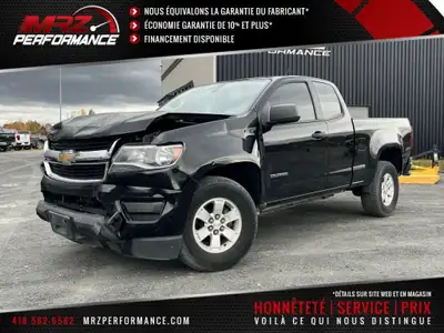 VÉHICULE ENDOMMAGÉ -- Chevrolet Colorado WT Extended cab 2019 Noir Boite LONGUE 6' avec intérieur gr...