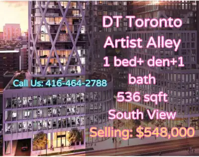 Artist Alley Condo for Sale | Only $548,000! Location: Downtown Toronto, 238 Simcoe St Layout: 1 Bed...