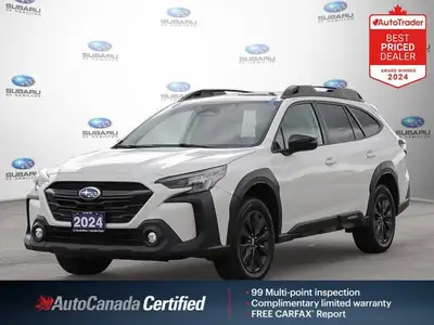 New Price! Crystal White 2024 Subaru Outback Onyx AWD Lineartronic CVT 2.5L DOHC APPLE CAR PLAY, HEA...
